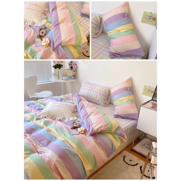 Bộ Chăn Ga Gối ❤️ Cotton living 100% cao cấp đủ size đệm ga giường họa tiết đáng yêu phong cách Hàn Quốc chính hãng