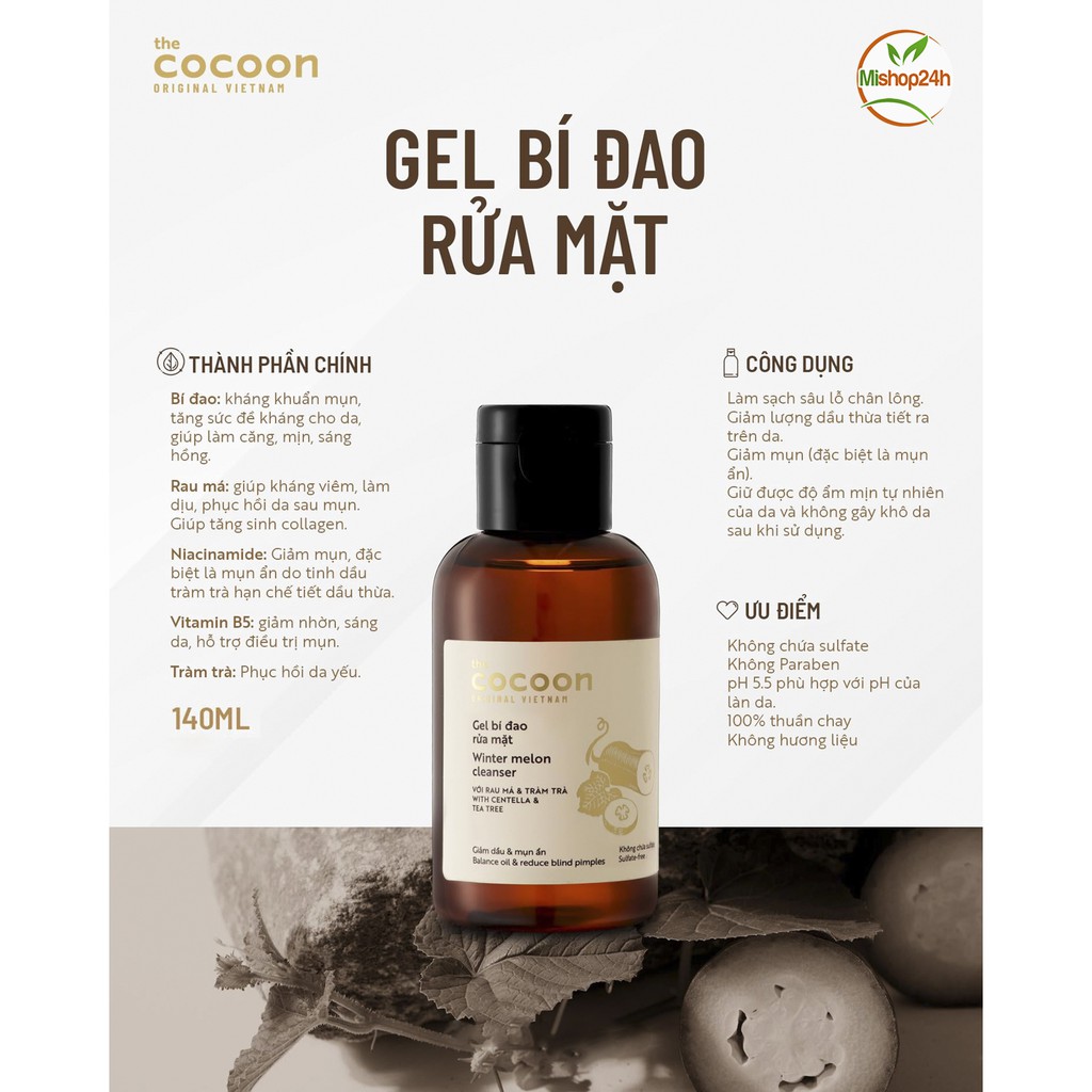 Gel bí đao rửa mặt Cocoon (Winter melon cleanser) 140ml | BigBuy360 - bigbuy360.vn