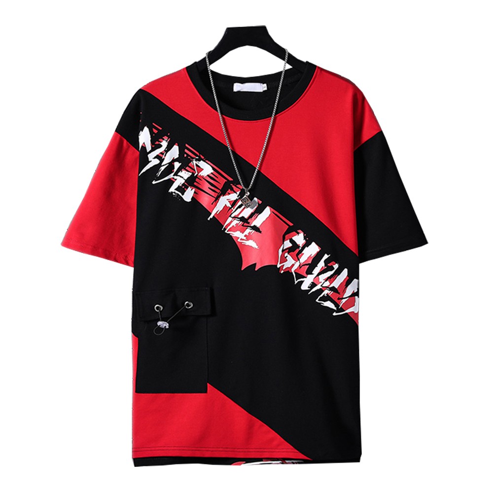 Bộ Quần Áo Thun Nam Thể Thao Mùa Hè Ngắn Tay Phối Quần Short Túi Hộp Hai Màu Đỏ Đen SET NAM 90000102 | BigBuy360 - bigbuy360.vn