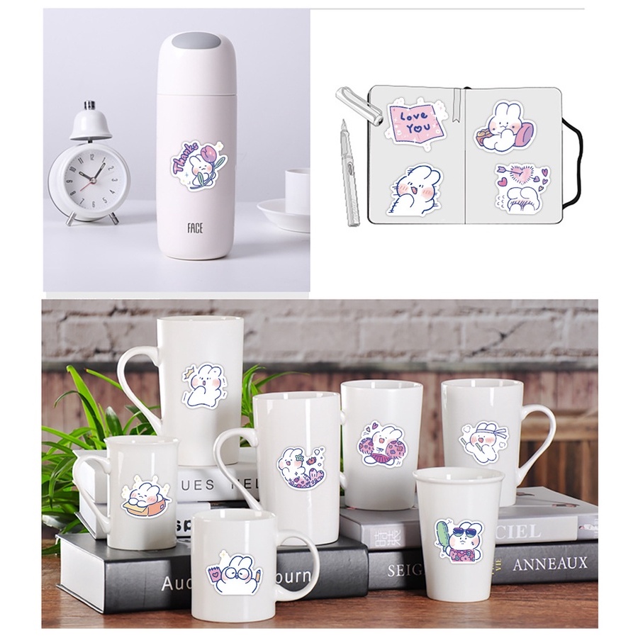 Set 100 / 50 Miếng Dán Trang Trí Hình Thỏ Dễ Thương