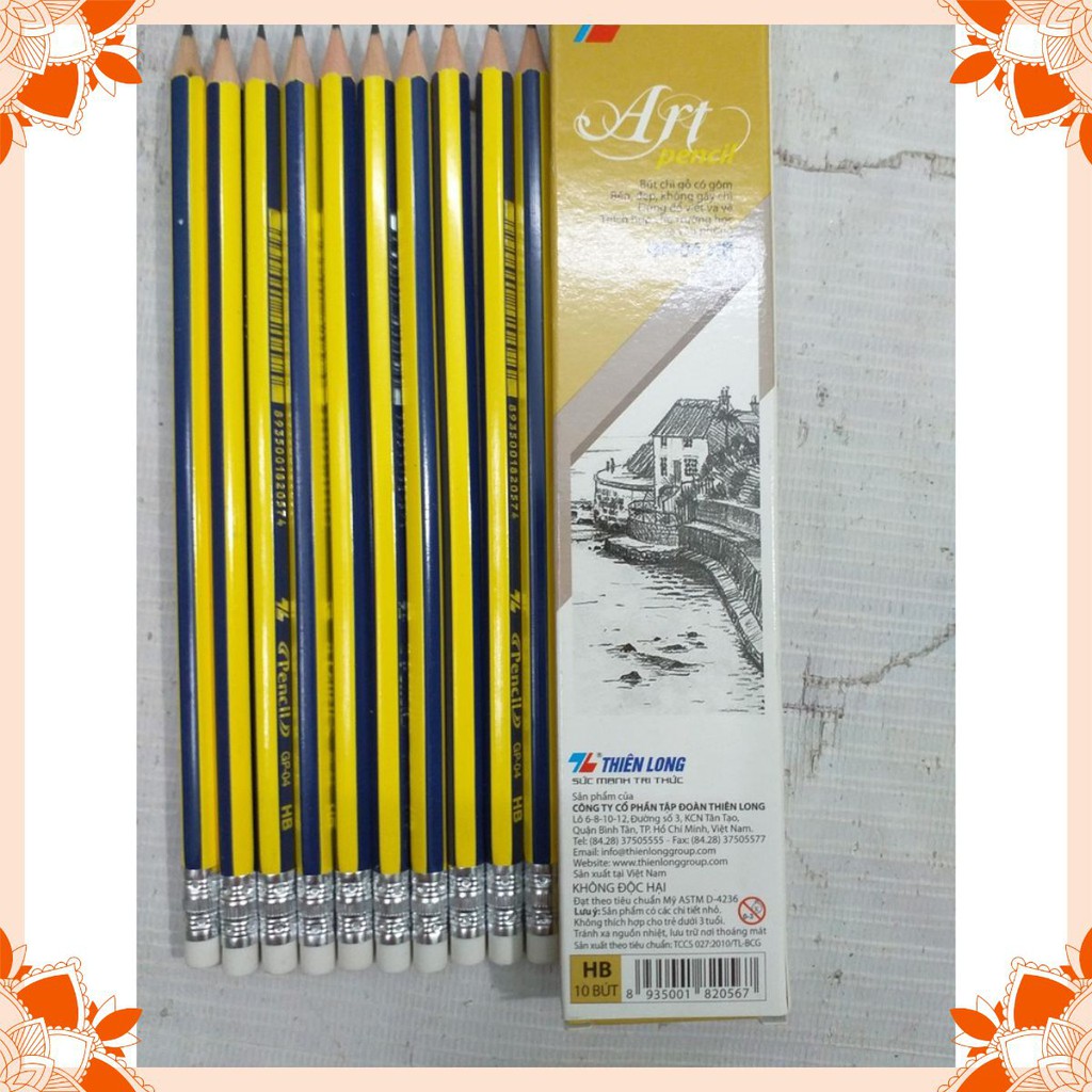 Giá sỉ 10 bút chì gỗ có gôm GP04