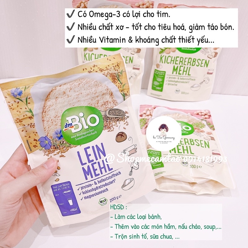 (Date : 9,10/2024) Bột hạt lanh hữu cơ dmBio - 200g