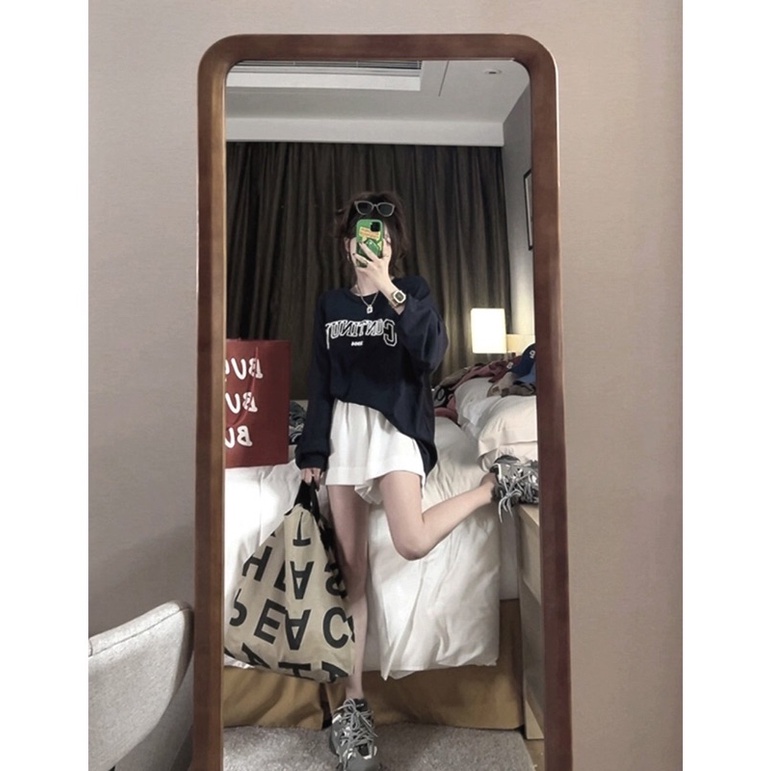 Set Đồ Áo Thun Dài Tay ContinueBộ quần short đùi áo form rộng Unisex mặc ở nhà UlzzangPhong cách thể thao chất Chân cua