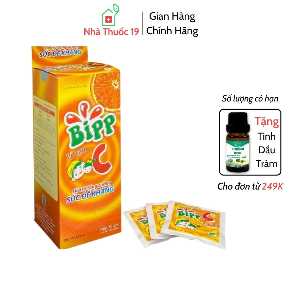 Kẹo C Tuổi Thơ Bipp C - Viên Ngậm Giúp Tăng Cường Sức Đề Kháng Cho Trẻ - Gói 10 Viên Kẹo Cam Bổ Sung Vitamin C Cho Bé