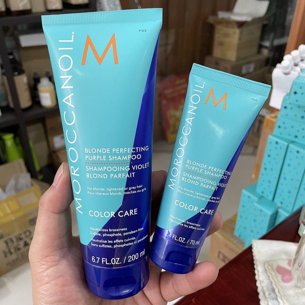 Chính hãng  Dầu gội ánh tím khử sắc tố vàng Moroccanoil Blonde Perfecting Purple Shampoo 200ml