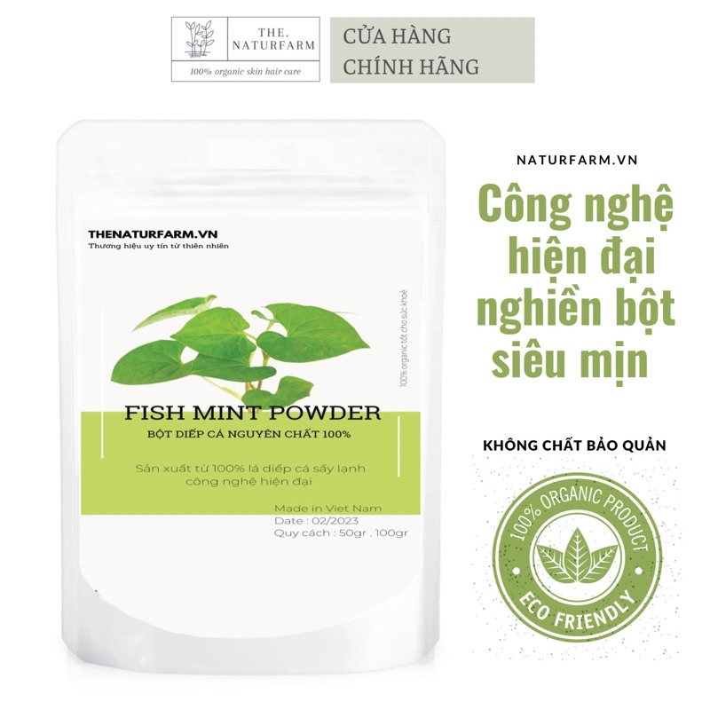 Bột diếp cá sấy lạnh hữu cơ Naturfarm 100gr [ SIÊU MỊN TÁCH GÂN 100% ]  - Thanh nhiệt, đẹp da, detox, hỗ trợ tiêu hoá