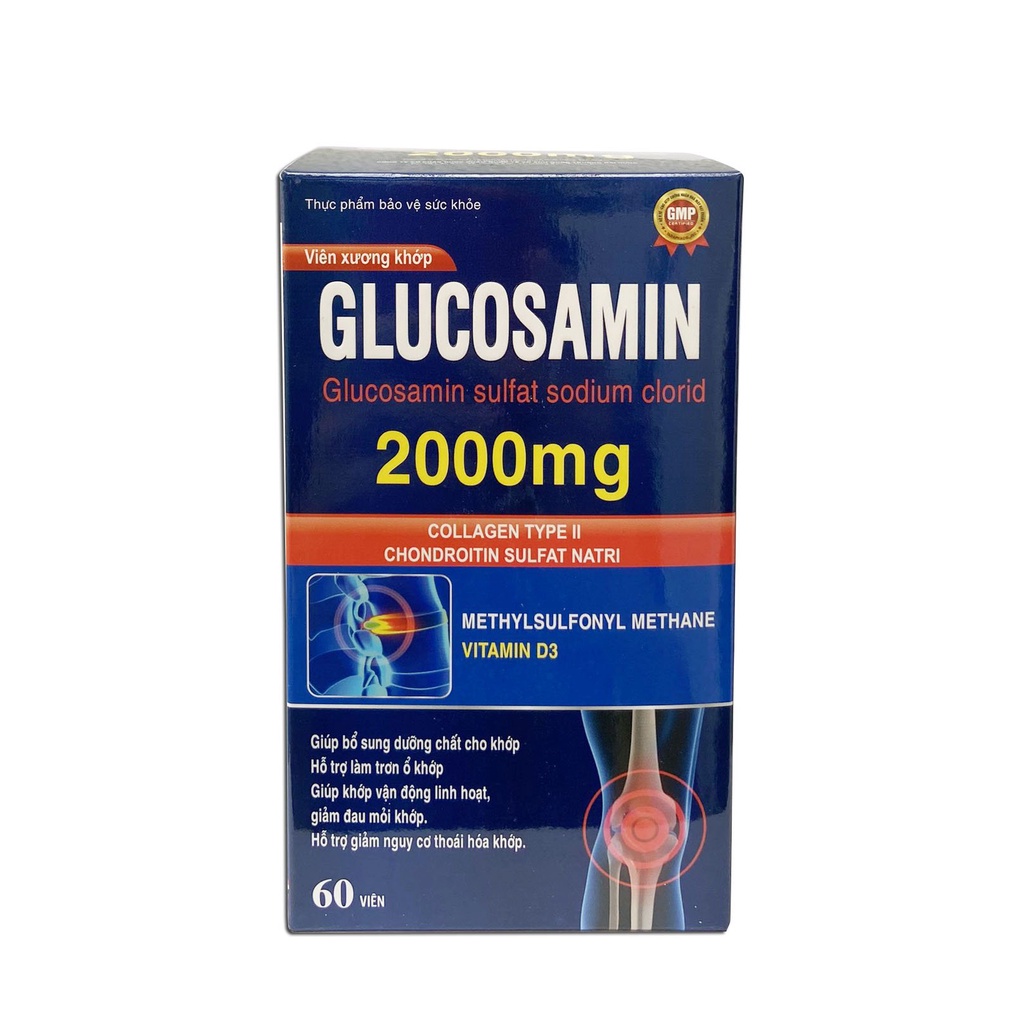 Viên xương khớp Glucosamin 2000mg giảm đau nhức mỏi xương khớp - 60 viên [Glucosamin 2000mg Tím]