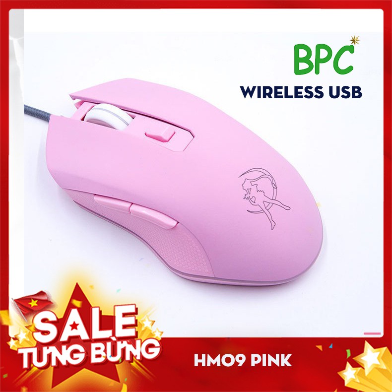 Chuột Gaming HM09 Pink LED RGB - Siêu Phẩm dành cho nữ game thủ ( BH 12 tháng )