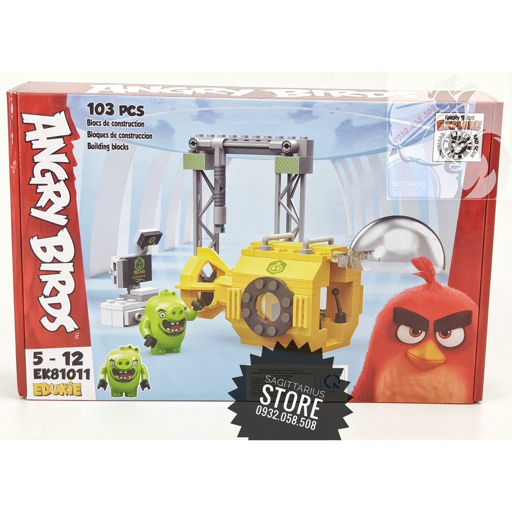 Combo 3 Hộp Lego Angry Birds Lắp Ráp Tàu Ngầm , Phòng Nghiên Cứu & Khu Nghĩ Dưỡng ( 330 Mảnh )