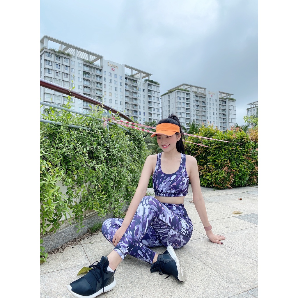 Đồ tập yoga nữ cao cấp thiết kế cách điệu đẹp, độc lạ, sang trọng, chất vải dày dặn co giãn 4 chiều thoải mái