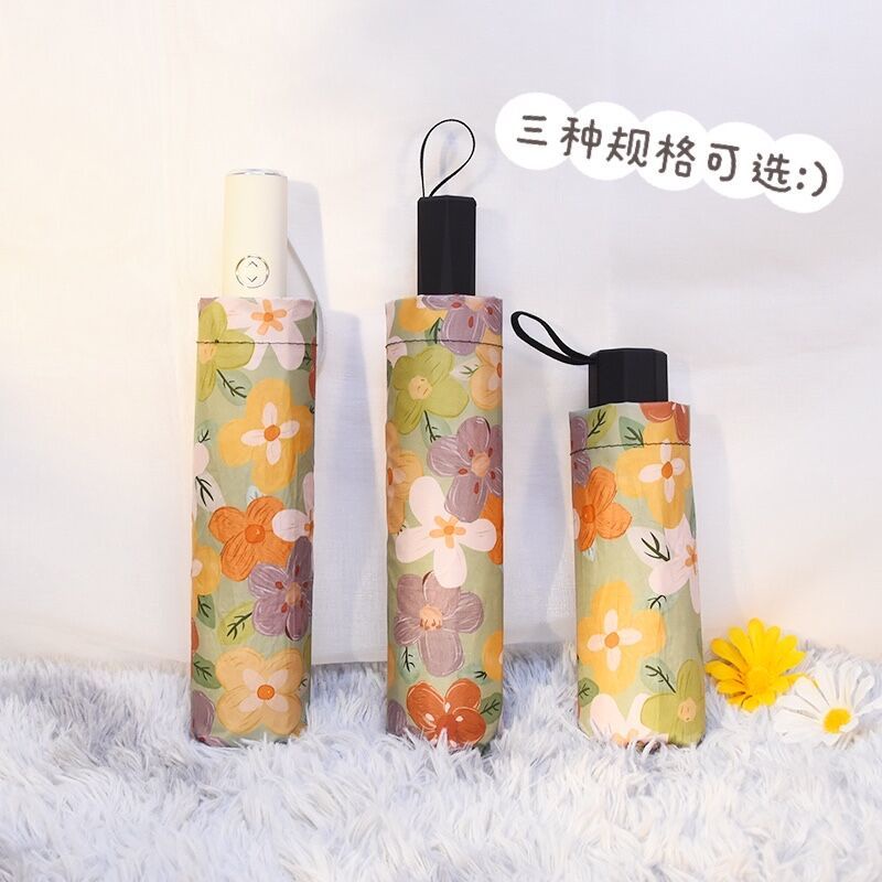 Dù Gấp Tự Động Chống Tia Uv 50% Họa Tiết Hoa Hồng Phong Cách Đồng Quê Cổ Điển