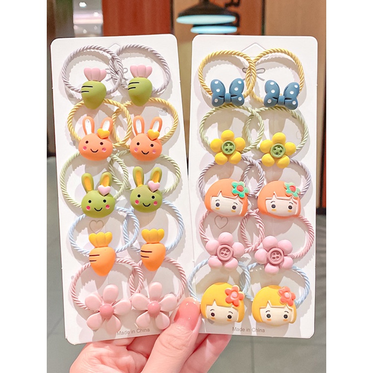 Set 10 Dây Cột Tóc Nhiều Màu Sắc Dễ Thương Cho Bé Gái