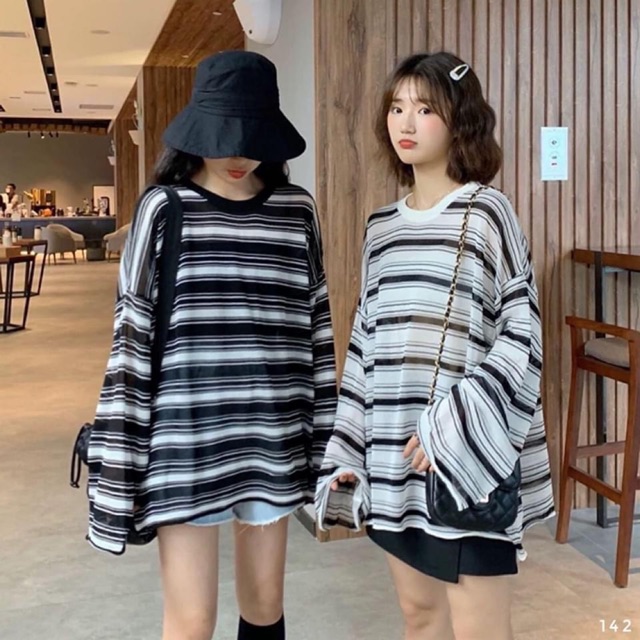 Áo len kẻ oversize 142
