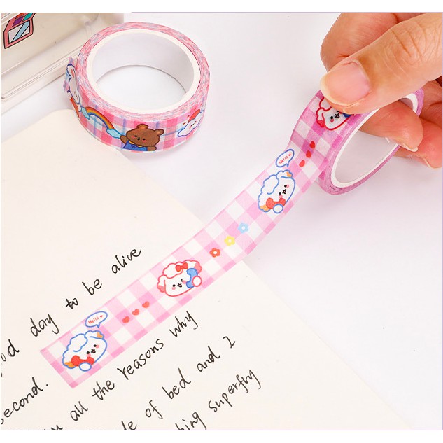 1 Cuộn Băng Keo Washi Tape 5m Phong Cách Hoạt Hình Trang Trí Sổ Bullet Journal