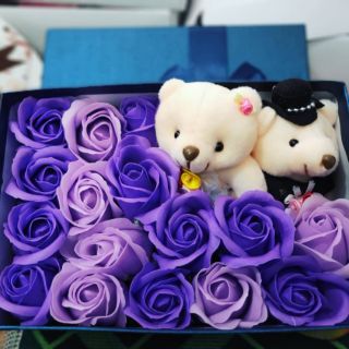 Hộp Hoa Sáp Gấu Đôi