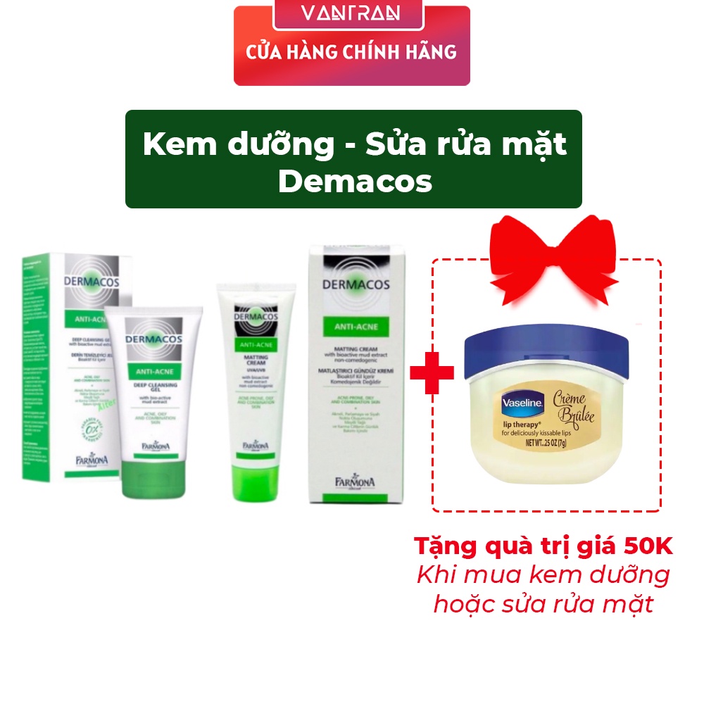 Gel rửa mặt/ kem dưỡng ngừa mụn Dermacos Anti-acne Farmona
