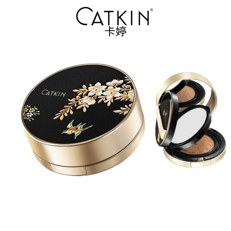 Phấn Phủ Dạng Bột CATKIN Hai Lớp Che Khuyết Điểm Kiểm Soát Dầu Dưỡng Ẩm Lâu Trôi