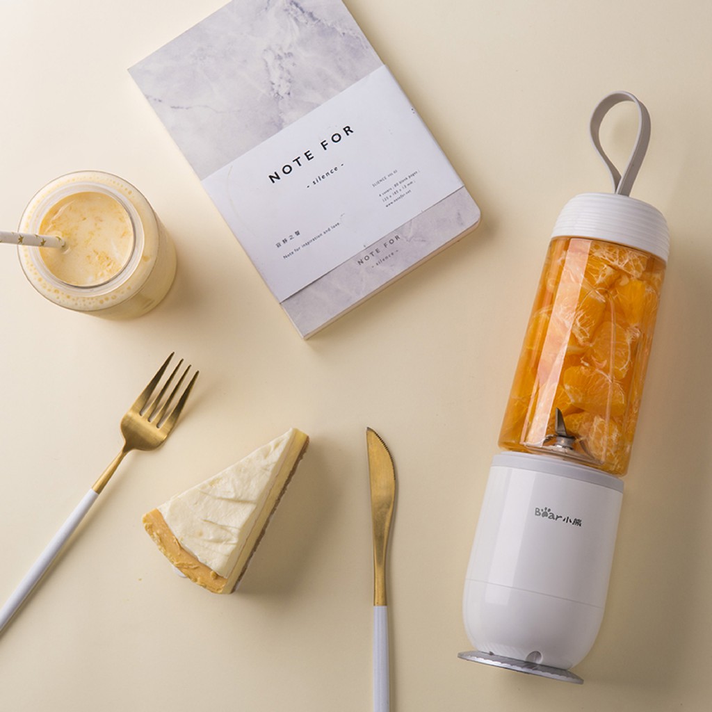 Máy Xay Sinh Tố Mini Đa Năng Bear LLJ-D04B1, 2 Bình x 350ML - Hàng Chính Hãng - Bảo Hành 18 Tháng