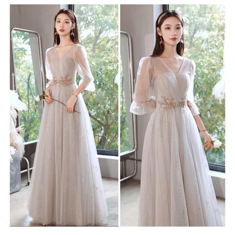 Đầm Phù Dâu Dáng Dài Thiết Kế Mới Xinh Xắn Thời Trang Dành Cho Nữ