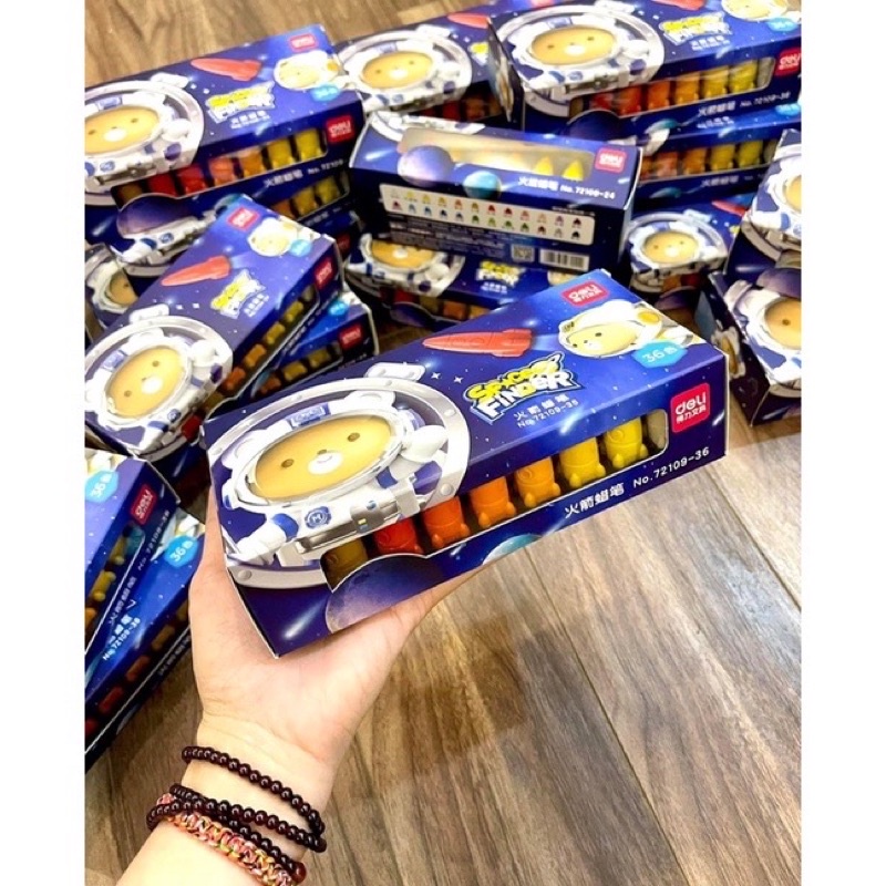 HỘP SÁP MÀU HỮU CƠ TÀU VŨ TRỤ - Chính hãng DELI