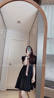 Váy suông đuôi cá cổ sen kèm nơ