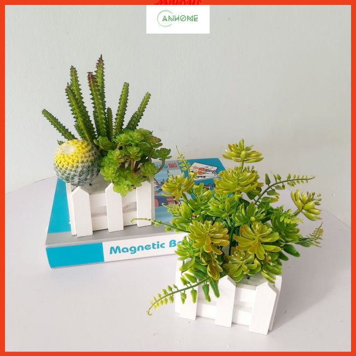 Chậu cây giả cây xương rồng để bàn, kệ tủ, làm quà tặng cho bạn bè độc đáo Anhome XR-02