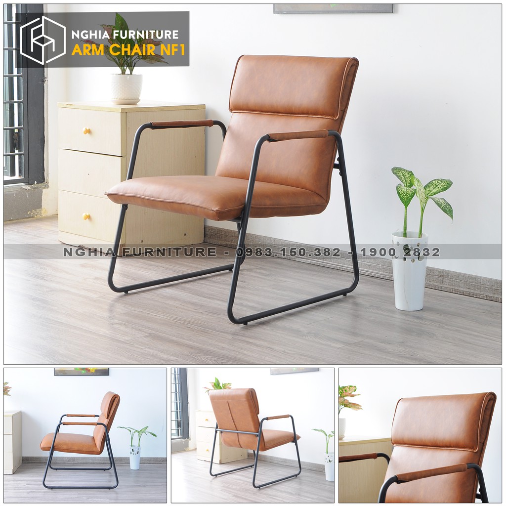 Ghế Đọc Sách Thư Giãn NF1 Chân Sắt Đẹp - Gọn  - Armchair NF1 NGHIAFURNITURE