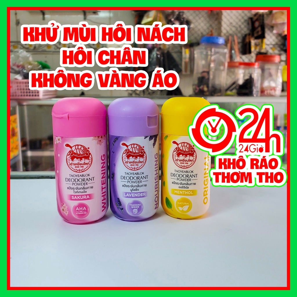 Phấn khử mùi hôi nách, hôi chân TAOYEABLOK Thái Lan thơm tho khô ráo cả ngày, không vàng áo chai 22gr