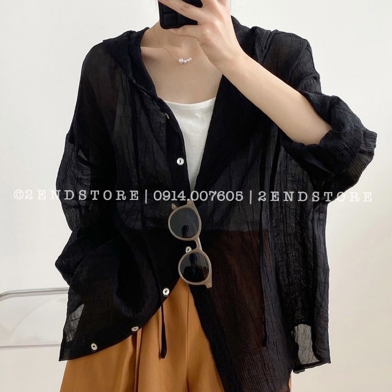 2END Áo khoác sơ mi có mũ phong cách Hàn