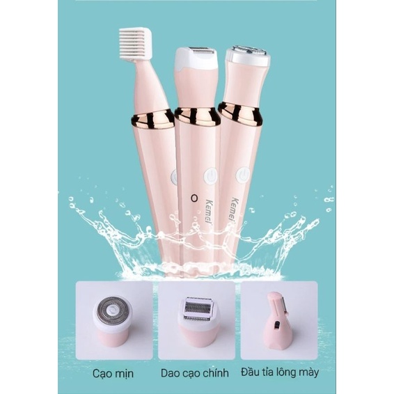 Máy cạo lông vùng kín mini, tỉa lông vùng kín, cạo lông mặt, lông tay chân, toàn thân Kemei KM-4010 chính hãng