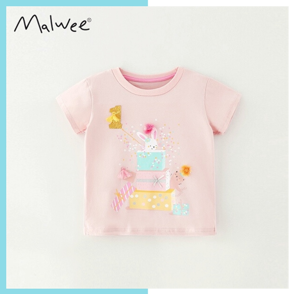 Áo thun hè cotton Malwee hồng thỏ hộp quà MW7221 cho bé gái 2-8 tuổi Mẫu mới 2022 - Little Maven Official Store