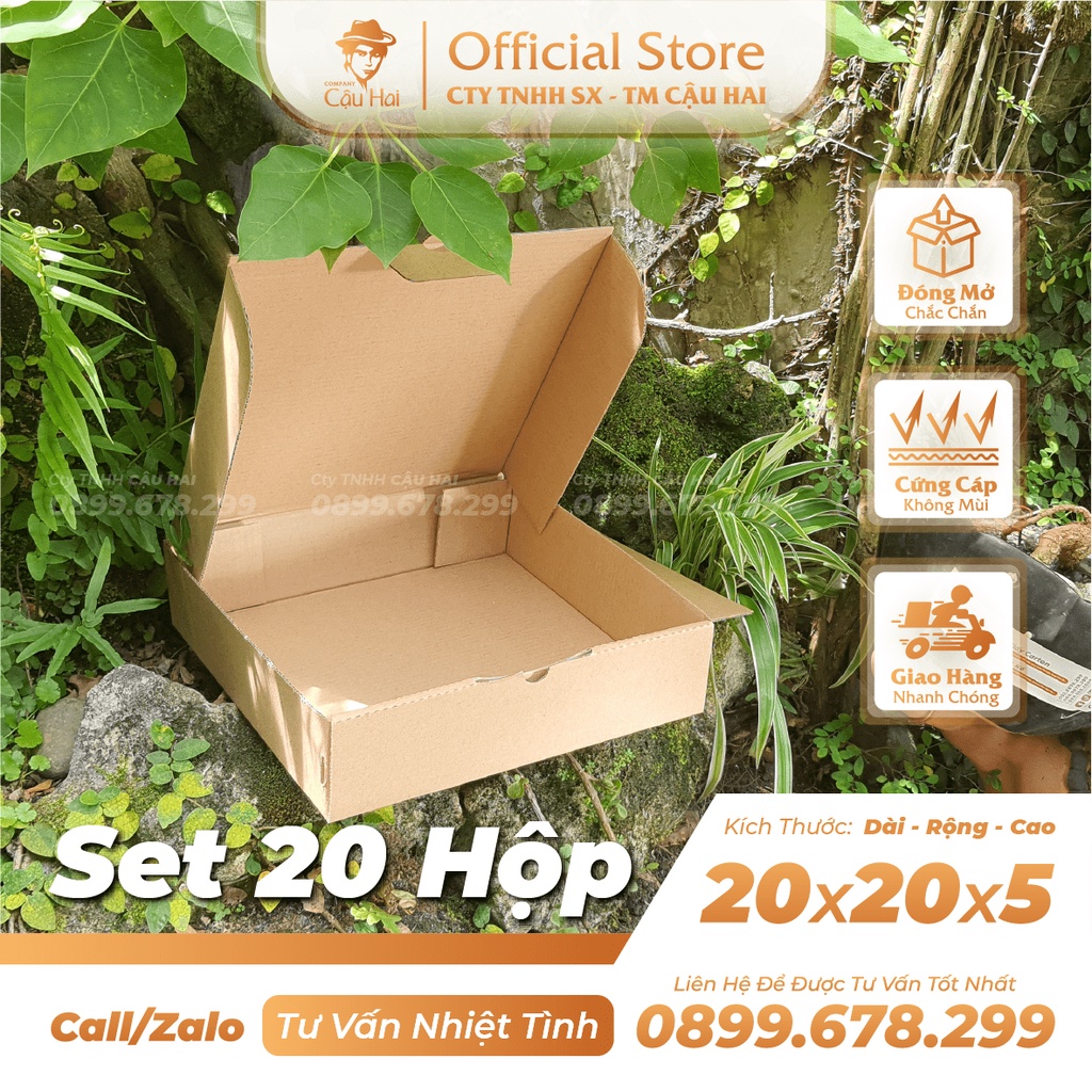 Set 20 hộp carton nắp GẬP 20x20x5