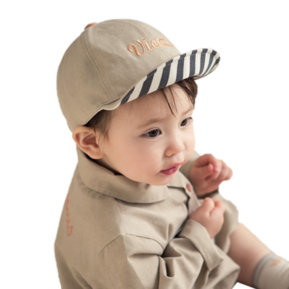 Newborn Baby Hat Girl Boy Letter Striped Baseball Cap Infant Cotton Unisex Toddlers Sun Cap
