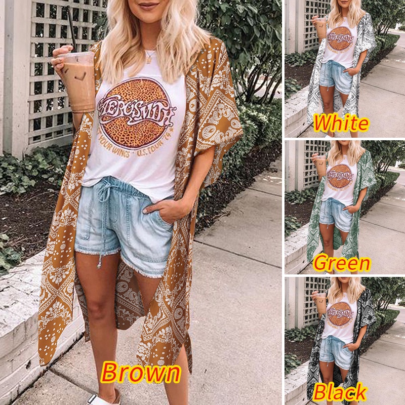 Zanzea Áo Khoác Cardigan Tay Lửng In Họa Tiết Hoa Thời Trang Dành Cho Nữ