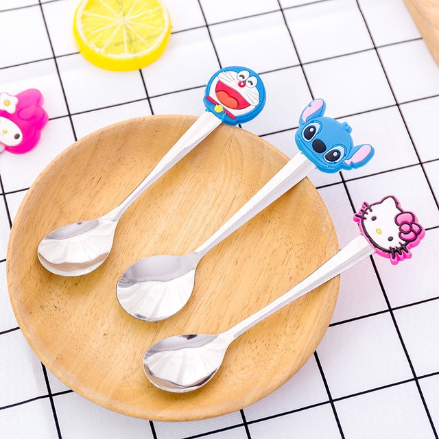 Muỗng inox có cán hình hoạt hình silicon đáng yêu