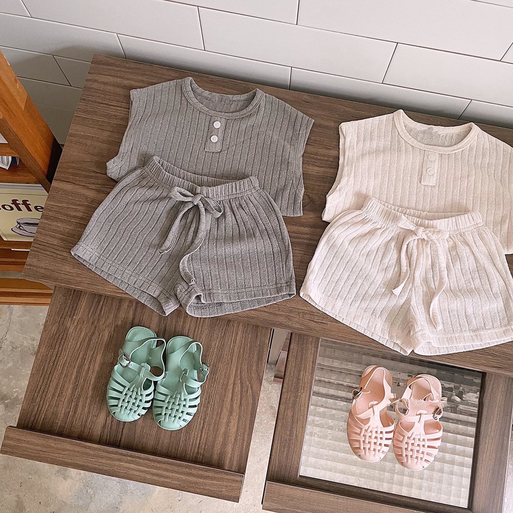 Bộ Quần Áo cotton Không Tay Thời Trang Mùa Hè Dành Cho Bé Trai Và Bé Gái
