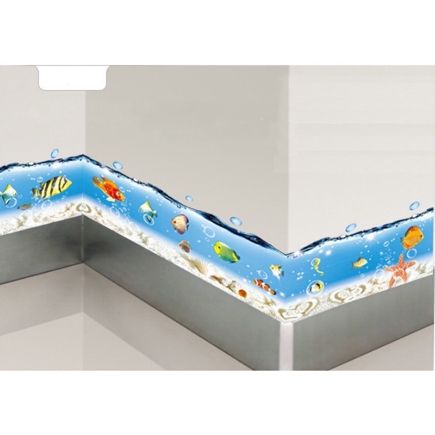 Decal trang trí chân tường Đại dương xanh