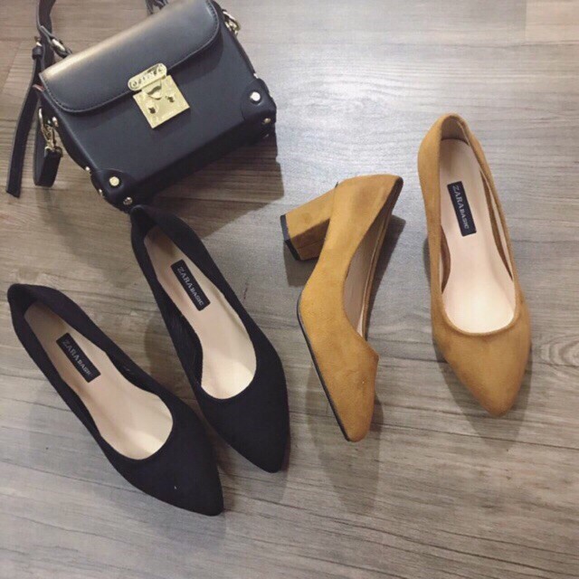 Giày cao gót mũi nhọn đế vuông 5p mẫu basic dễ đi, dễ phối đồ