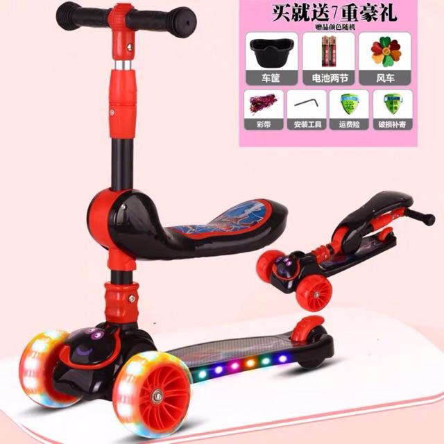 Xe trượt Scooter 3 IN 1 có đèn Led 3 Bánh, phát nhạc, Có ghế ngồi-Heo Peppa Cực kì chắc chắn