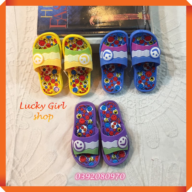 Dép Quai Ngang Trẻ Em Icon Mặt Cười Unisex Siêu Kute Size 25-27 - Hàng Việt Nam - Lucky Girl shop