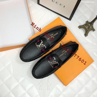 Giày mọi Lv khoá đỏ cực sang mới 2020 - Giày lười da moca