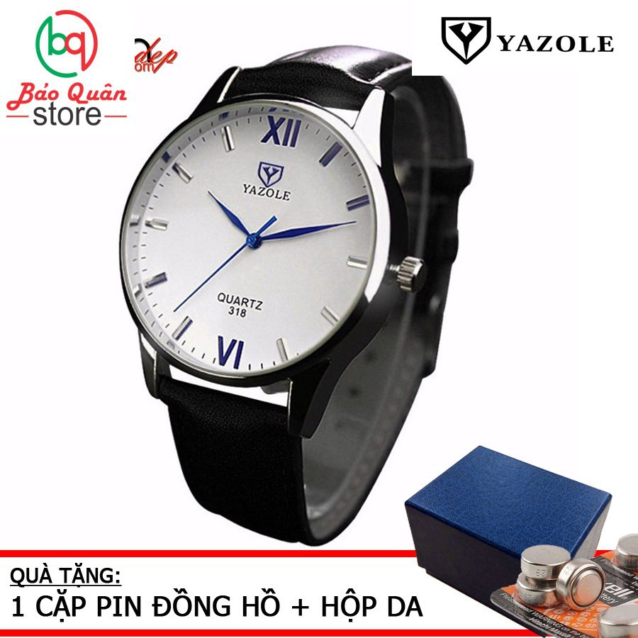 Đồng hồ nam Yazole 318 dây da sang trọng