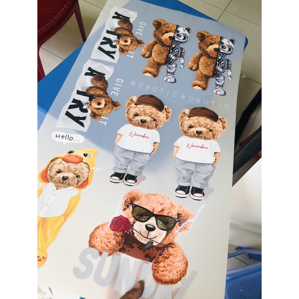 Hình ủi áo - decal ủi áo hình Gấu Teddy Love