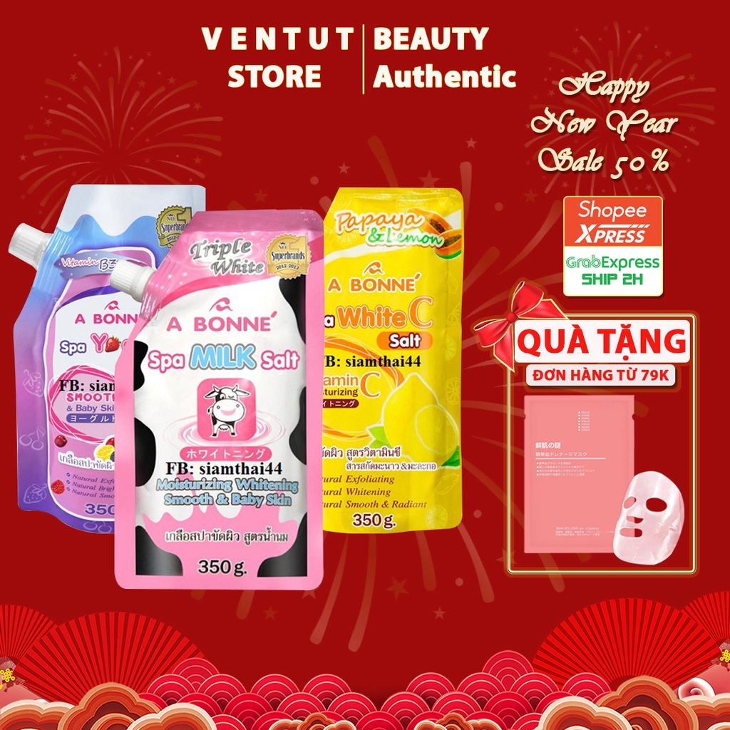 Muối tăm sữa bò abonne - tẩy tế bào chết body và da mặt thái lan hương sữa tươi 350g