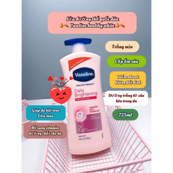 SỮA DƯỠNG THỂ VASELINE 725ML MÀU HỒNG