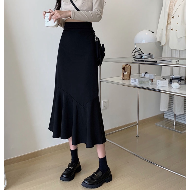 Chân váy midi chữ A eo cao phong cách mới trẻ trung nữ tính 48529