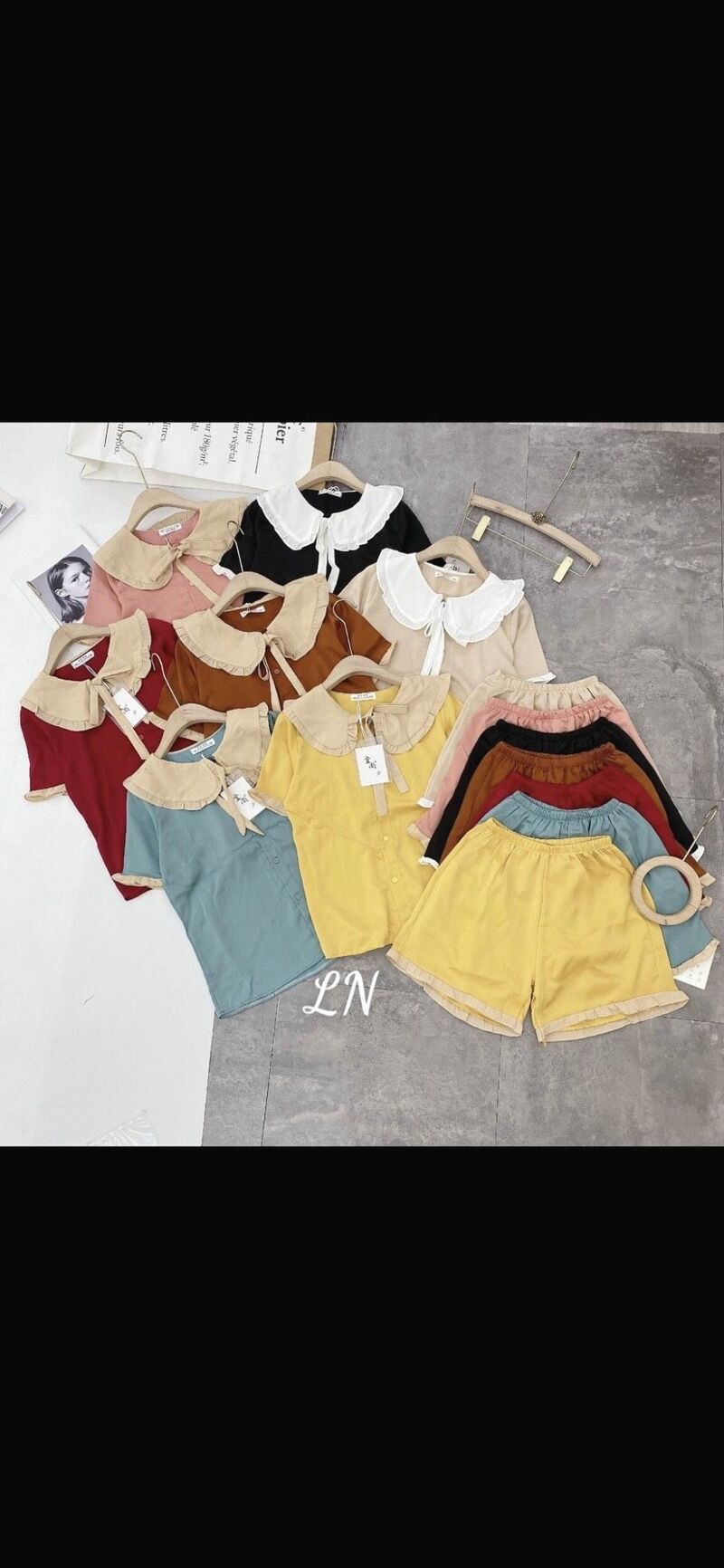 [ Mã FAMAYWA2 giảm 10K đơn 50K] Sét bộ viền nơ cổ sen nhiều màu | BigBuy360 - bigbuy360.vn