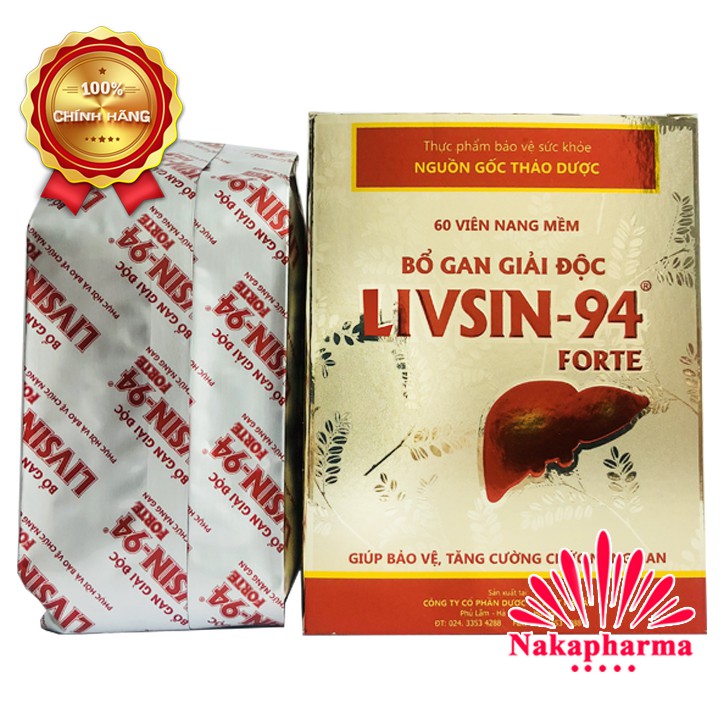 Bổ gan giải độc Livsin 94 Forte - Giúp bảo vệ gan, hạ men gan, thanh nhiệt, giảm mệt mỏi, nóng trong người Livsin94