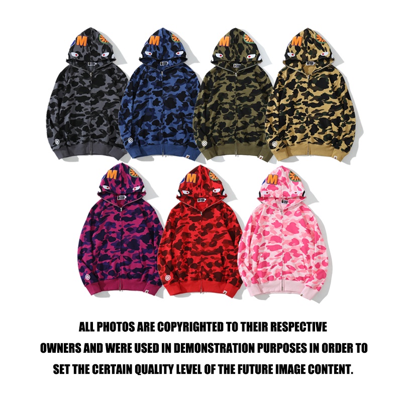 Áo khoác sweater cotton họa tiết rằn ri BAPE ape màu sắc nổi bật dễ phối đồ có mũ trùm đầu 6767