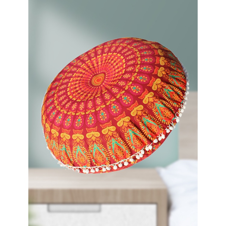 Pophouse Large Mandala Floor Pillows Round Bohemian Meditation Home Cushion Ottoman Pouf